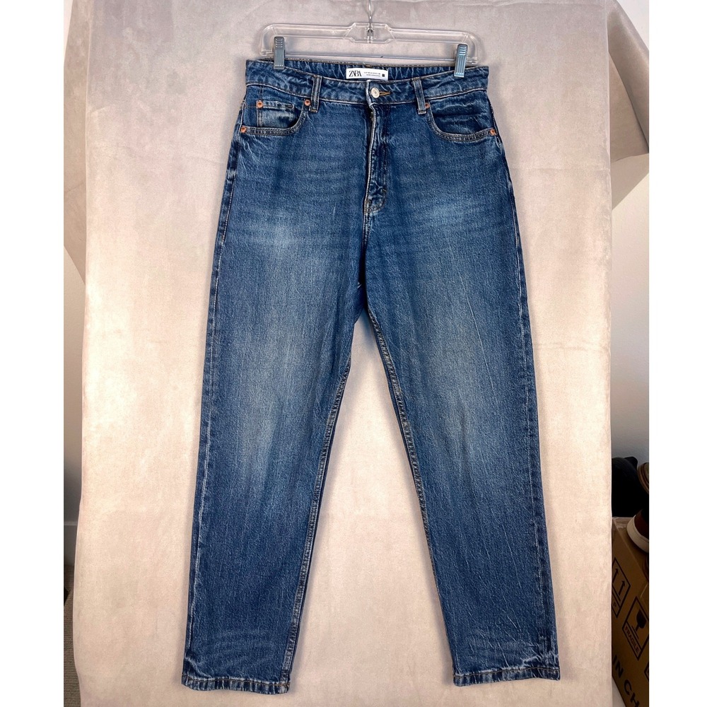 Zara Women Medium Wash High Waisted Mom Jeans Size 8 US 40 EUR Tapered Straight